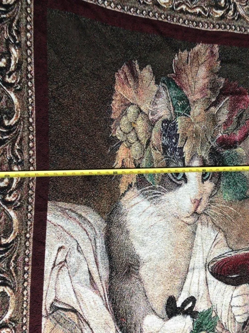 Weavers Pure Country Cat Wine Woven Blanket  approx 48 x 70 Fringed Edges